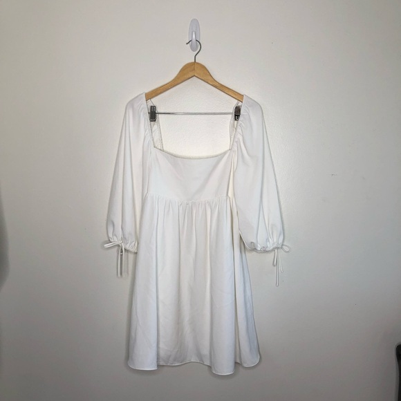 Amanda Uprichard White Darling Puff Sleeve Mini Dress Size XL - Picture 11 of 12